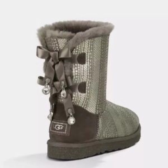 UGG Bailey Bow Bling Suede Boots1004791 Gray Sz 7 - Picture 2 of 10